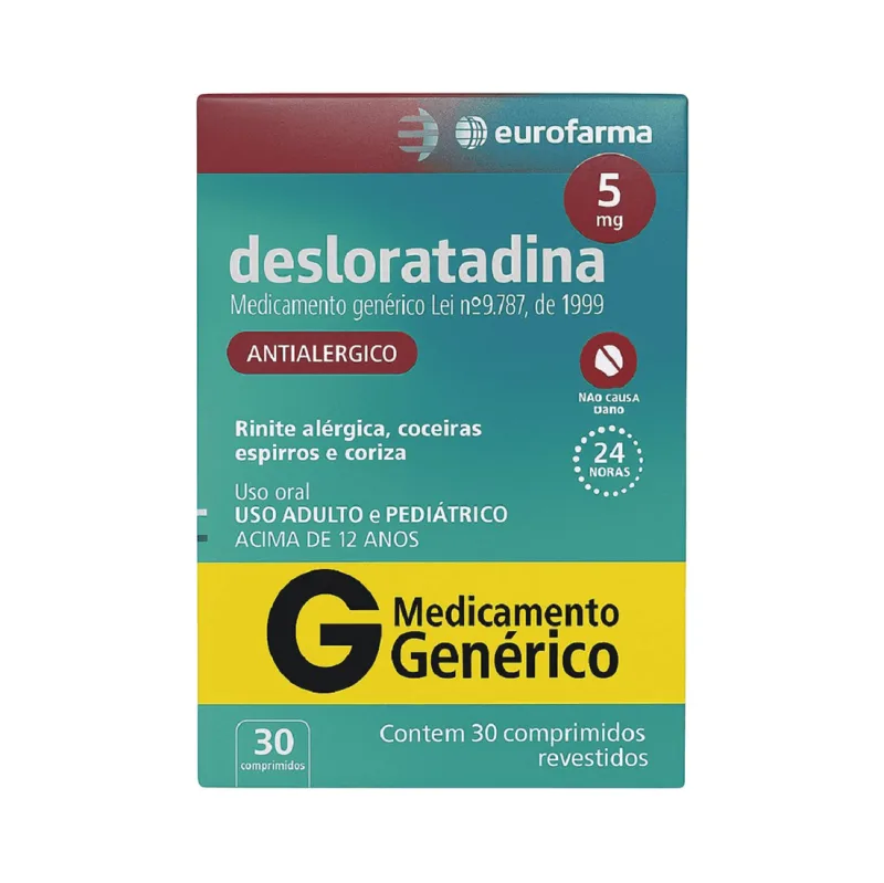 Desloratadina 5mg 30 Comprimidos Revestidos Genérico Eurofarma - Desloratadina