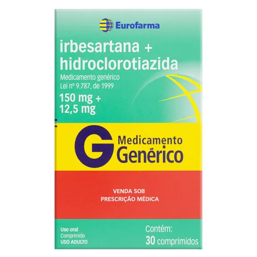 IRBERSARTANA+HIDROCLOROTIAZIDA 150+12,5MG CAIXA 30 COMP - EUROFARMA