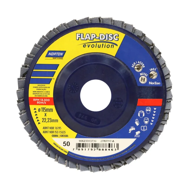 disco flap disc 115x22mm norton grao 80 - 66623313733 disco flap disc 115x22mm norton grao 50 - 66623313730