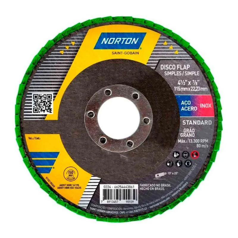 Disco Flap 4.1/2" R244 Norton Grão 120 Peça