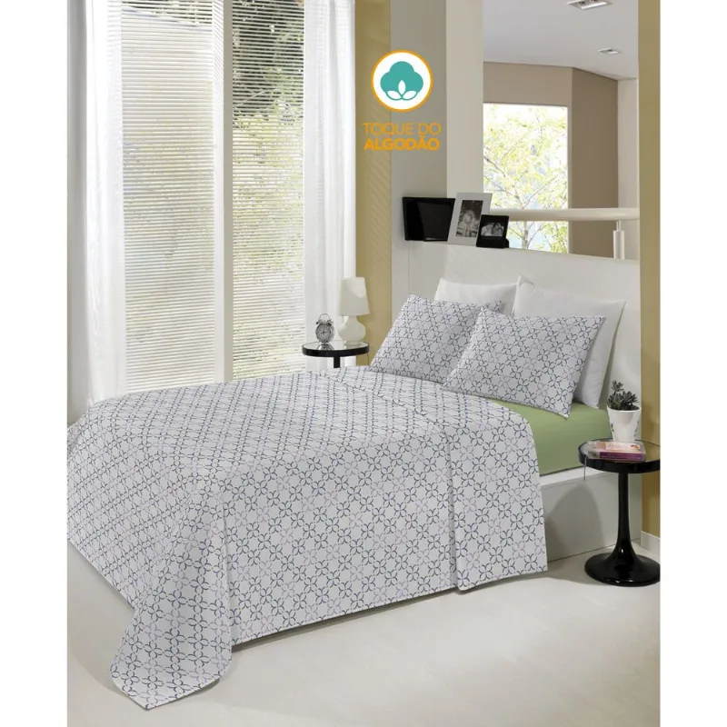 Jogo De Cama Solteiro Estampado Astral 1,50m X 2,20m Com 3 Peças