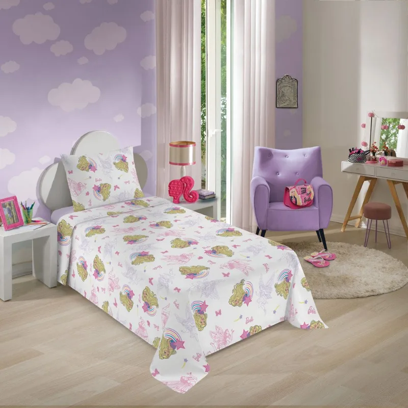 Jogo de Cama Lepper 3 Peças 100% Algodão Estampado Barbie 05997501