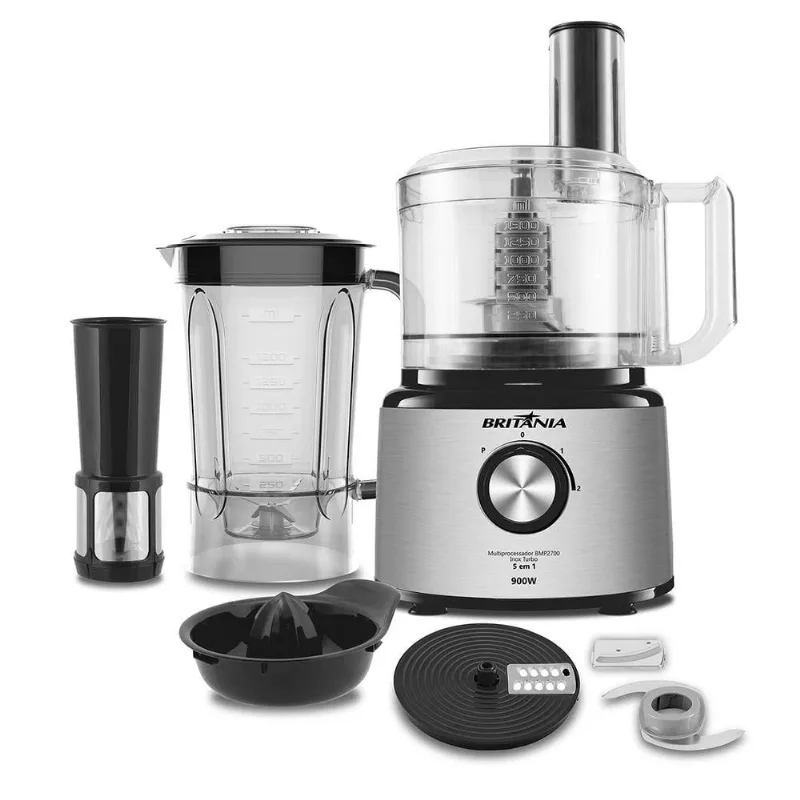 Multiprocessador Britânia 5 Em 1 Inox 900W BMP2700P Turbo 220V