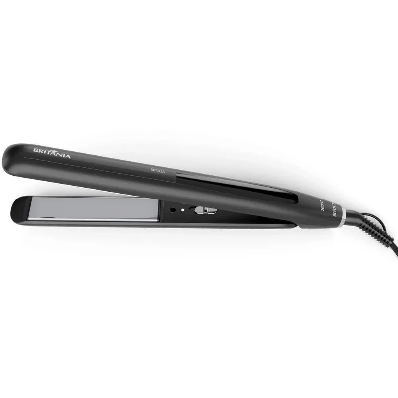 Prancha de Cabelo Britânia BPR03A Cerâmica 200°C PTC Trava Fechamento Preto Bivolt
