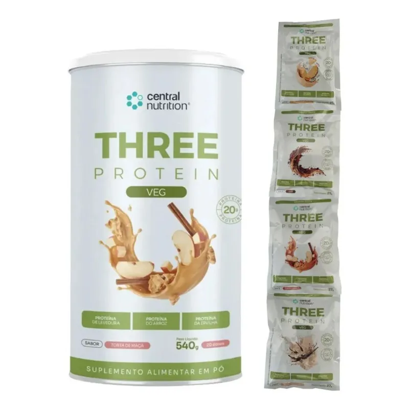 Three Protein Whey Protein Vegano 540g Central Nutrition Torta de Maça - C/amostra