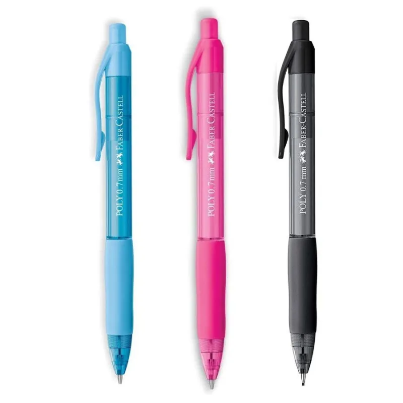 KIT LAPISEIRA RECARREGÁVEL ROSA GRAFITE 0 7MM FABER CASTELL POLY - FABER-CASTELL - Papelaria