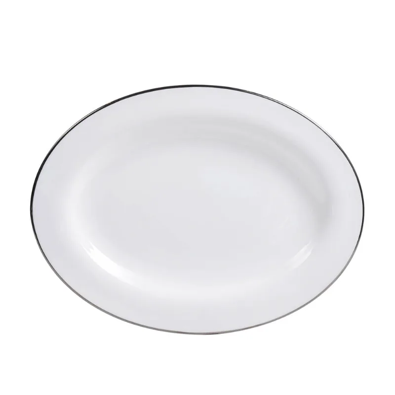 Travessa Silver em Porcelana 23,5x31,5cm Strauss Branca