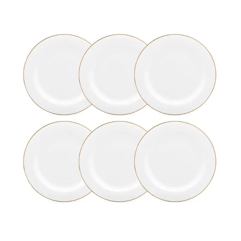 Jogo de 6 Pratos Sobremesa 23 cm Strauss Cortês Gold