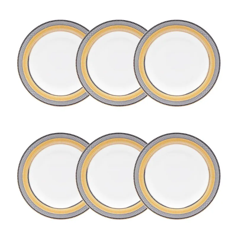 Jogo de 6 Pratos Sobremesa 23 Cm Strauss Cortês Gold Star