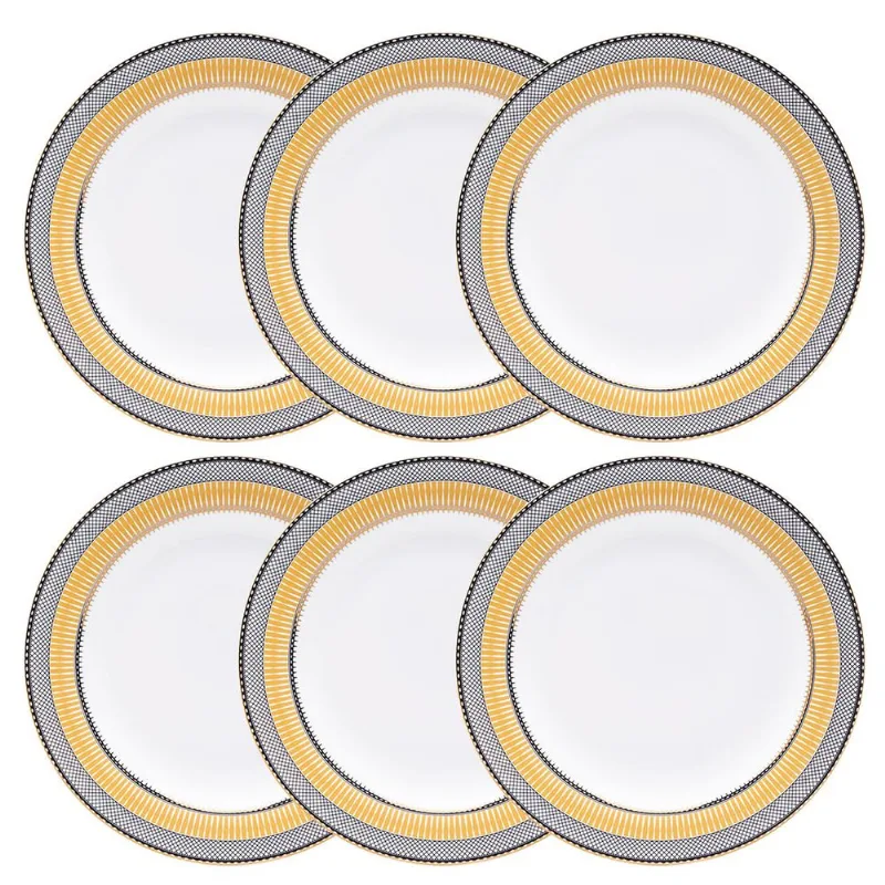 Jogo de 6 Pratos Rasos 28 Cm Strauss Cortês Gold Star