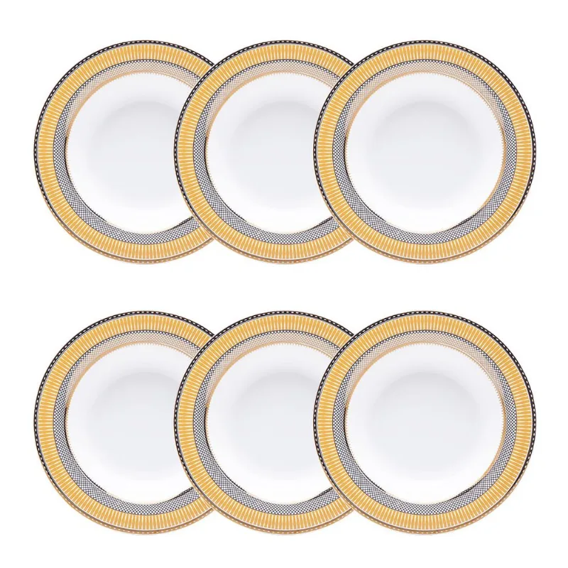 Jogo de 6 Pratos Fundos 24,5 Cm Strauss Cortês Gold Star