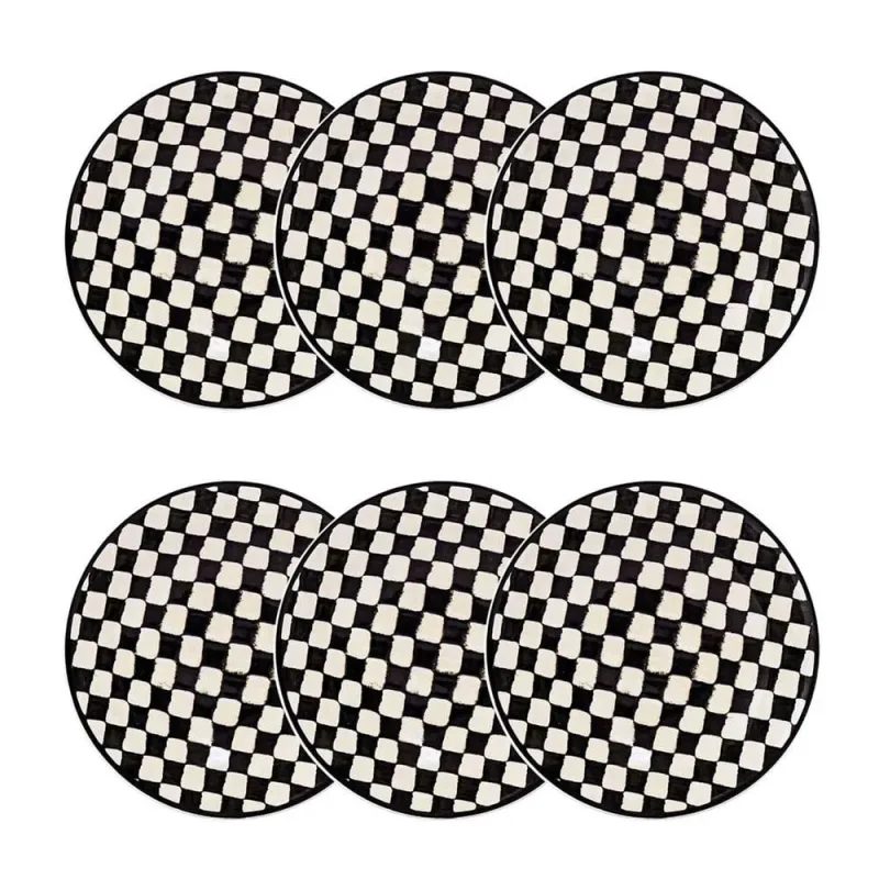 Jogo 6 Pratos Fundos Cerâmica Oxford Unni Damas 20,5 Cm: Quadriculado - Oxford