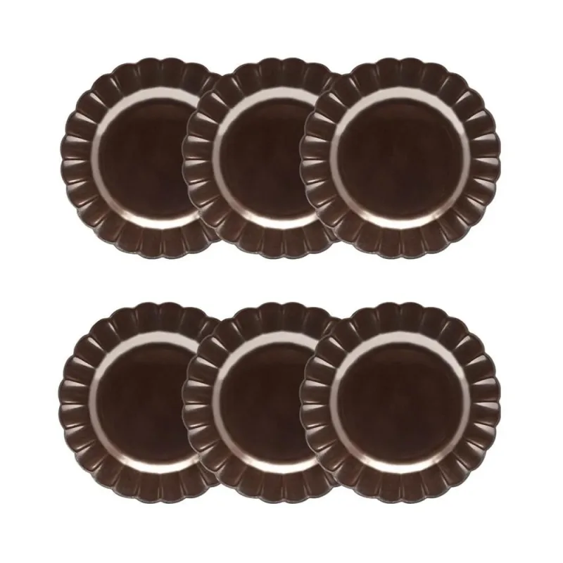 Jogo 6 Pratos Sobremesa Porcelana Oxford Flora Anis 22 Cm: Marrom Metalizado - Oxford - Utilidades Domesticas