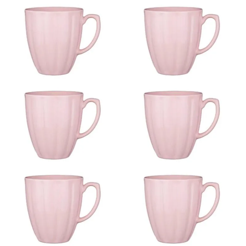 Conjunto de Canecas Flora Dália 6 Peças 360ML Porcelana Resistente a Micro-ondas Cozinha Rosa Oxford - Oxford - Utilidades Domesticas