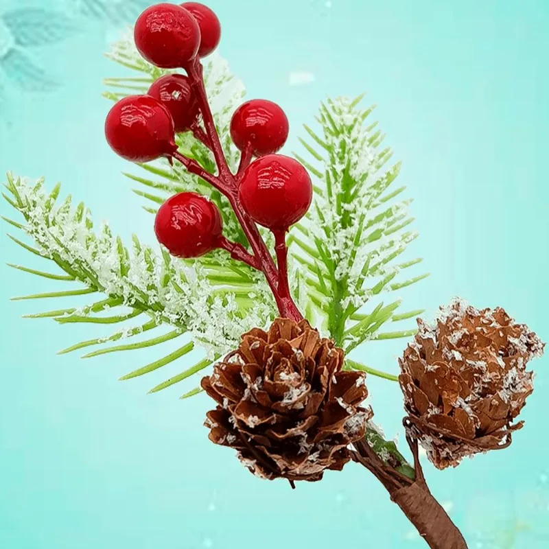Galhos Pick Berry Enfeite Natalino Vermelho 30cm Kit 10pçs