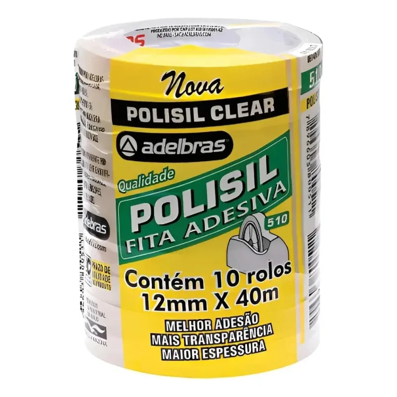 Fita Adesiva Transparente Polisil 12MMX40M Adelbras - Adelbras