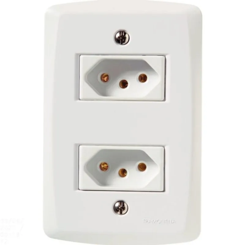 Conjunto 4x2 2 Tomadas 2P+T 20A 250V Tramontina Lux2 Branco Tramontina
