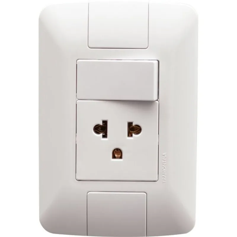 Conjunto 4x2 1 Interruptor Simples 10A 250V 1 Tomada 2P+T 15A - 16A 250V Tramontina Aria Branco Tramontina - Tramontina