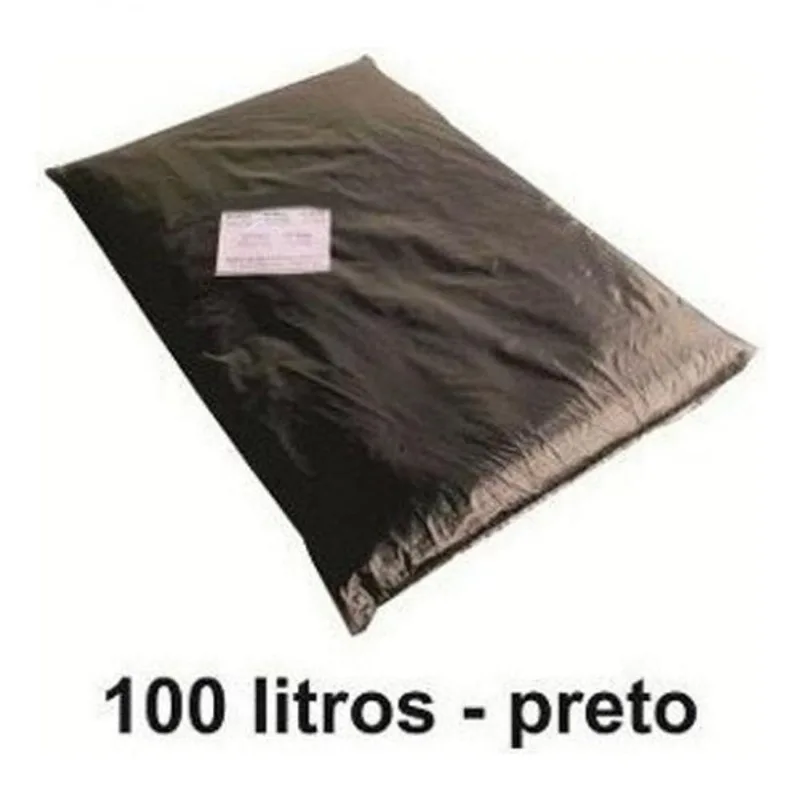 Saco de Lixo 100 Litros Reforçado em Plástico 200 Unidades Preto Higipack