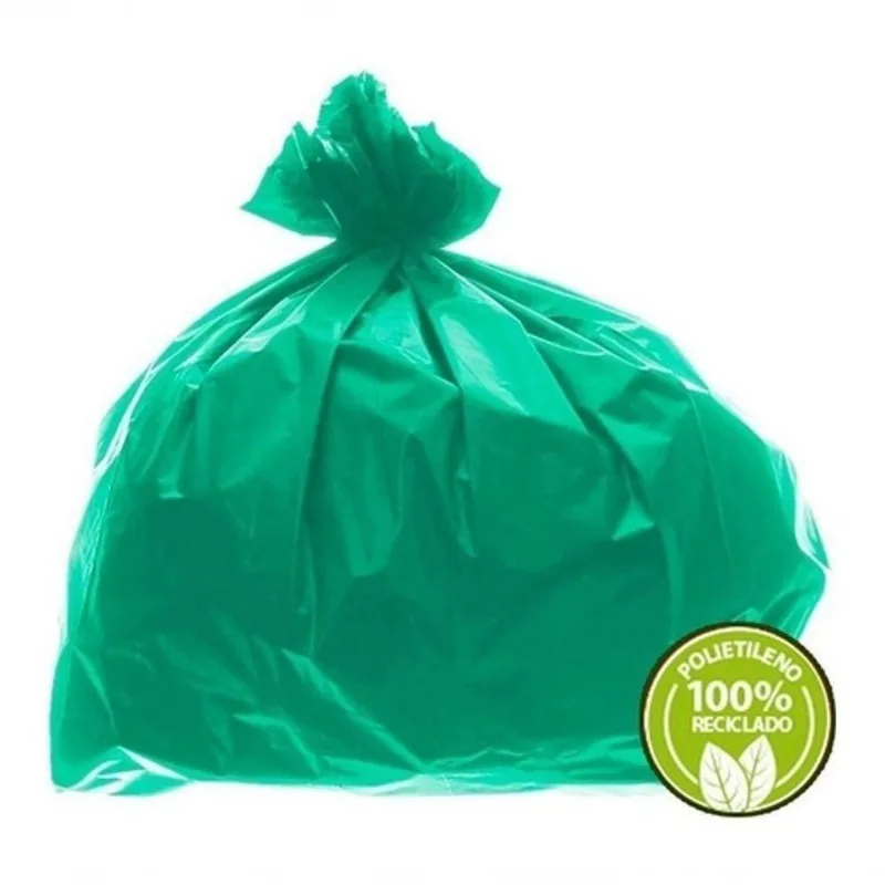 Saco de Lixo Super Leve 60 Litros Verde 100un 10PCT para Resíduos em Polietileno 100% Reciclado
