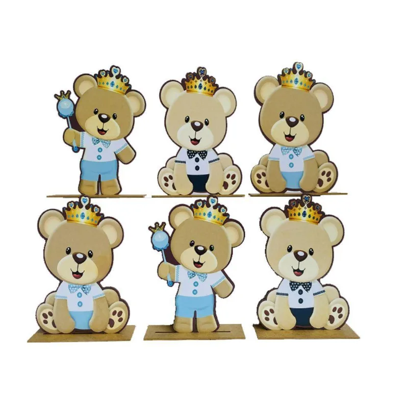 Kit Display De Mesa 6 Peças Para Festa Ursinho Mdf