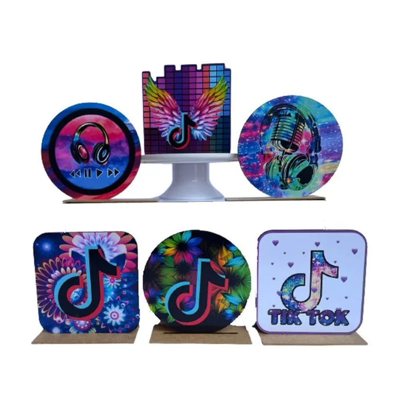 Kit Display De Mesa 6 Peças Para Festa Tik Tok Mdf
