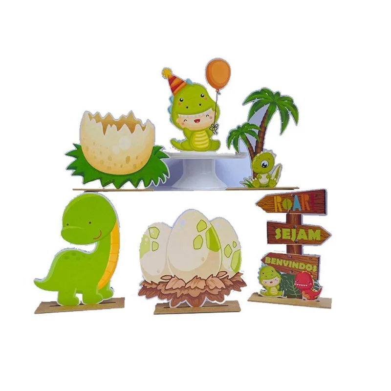 Kit Display De Mesa 6 Peças Festa Dinossaurinho Baby 3 Mdf