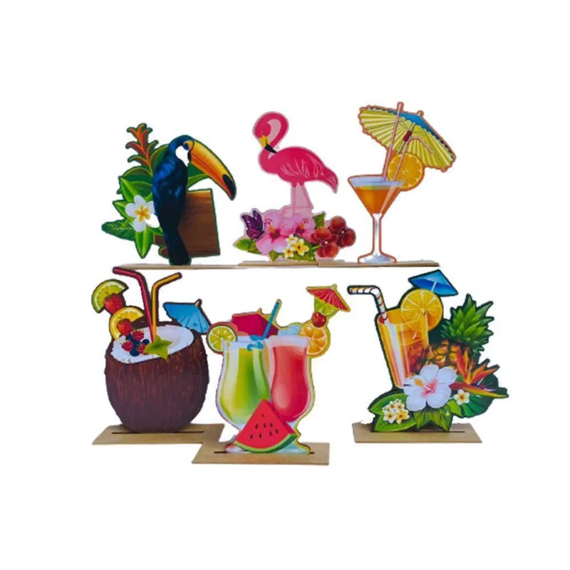 Kit Display De Mesa 10 Peças Para Festa Tropical Novo Mdf