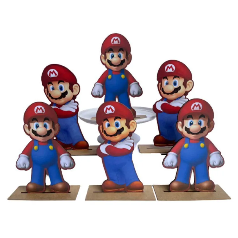 Kit Display De Mesa 10 Peças Para Festa Mario Bros Mdf
