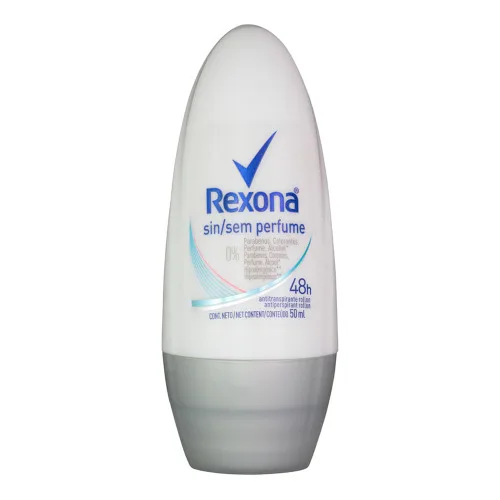 Desodorante Rexona Roll On Sem Perfume Feminino 50ml - REXONA - Higiene E Beleza