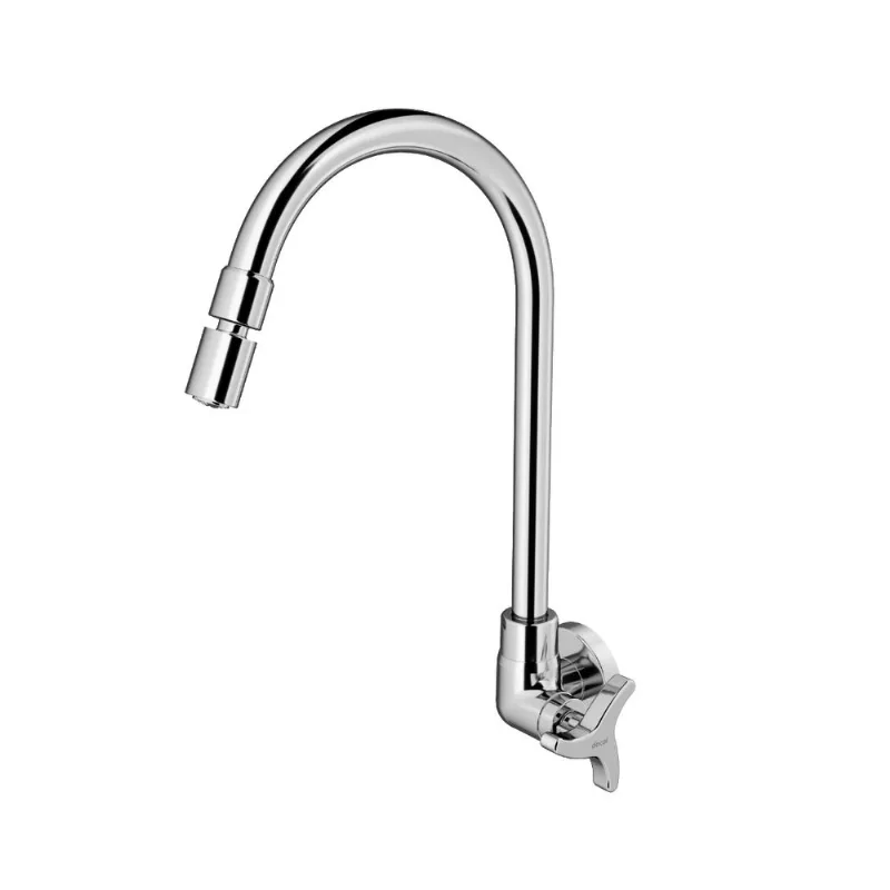 Torneira bica alta 1/2" e 3/4" de parede para cozinha LEED Trio cromado - Docol