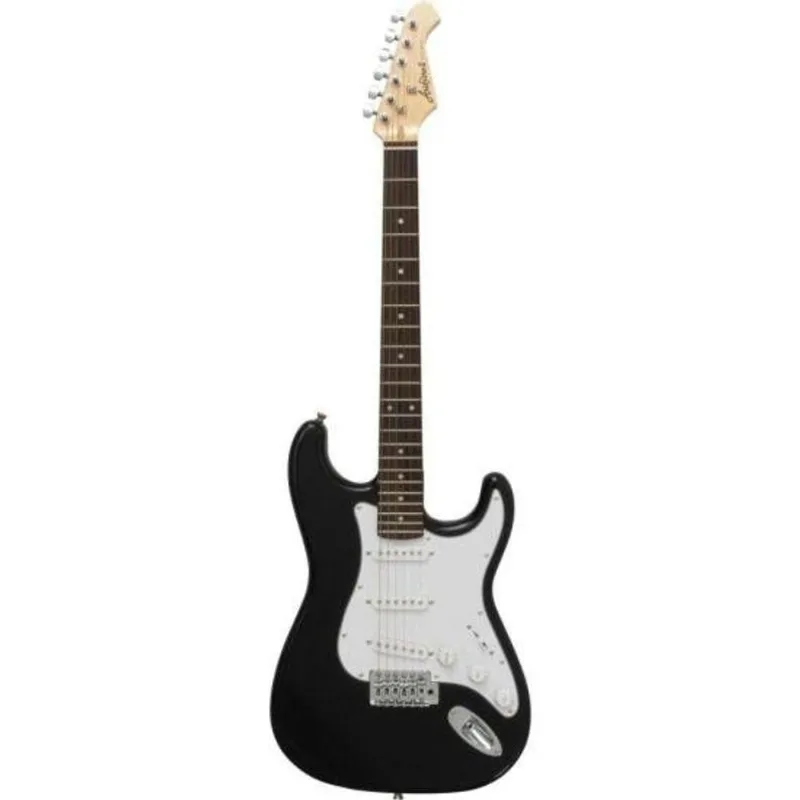 Guitarra Elétrica Pro II STG-003 com Corpo em Basswood e Braço em Maple Black Aria Guitars