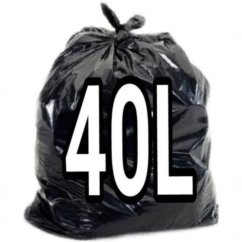 Saco para Lixo 40 Litros 50x60 cm Parede Dupla para Uso Doméstico e Comercial Preto Higipack