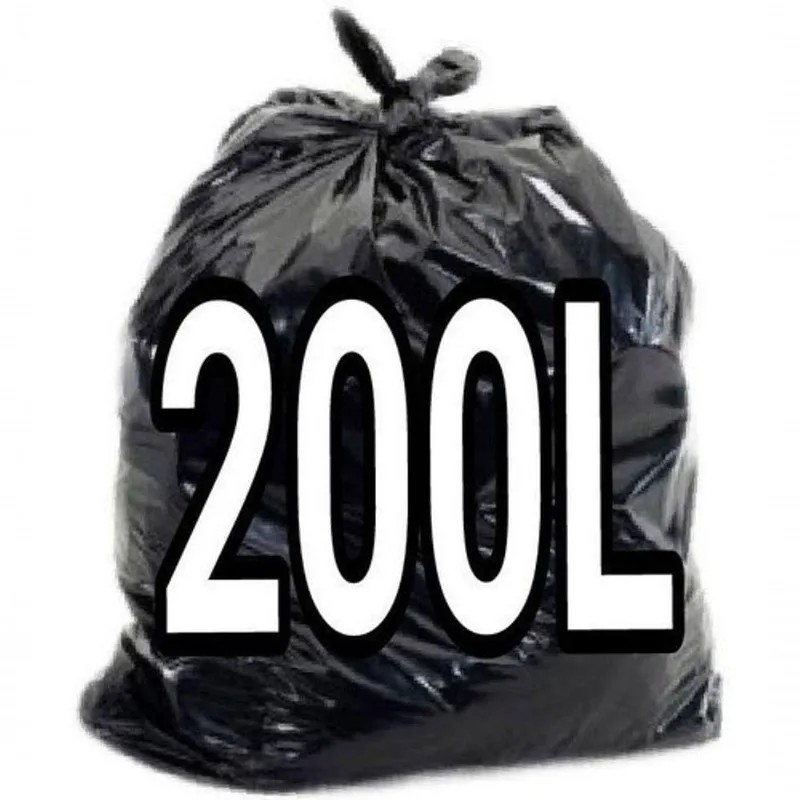 Saco para Lixo 200 Litros Resistente 90x110 cm Preto Brilhoso Pacote 100 Unidades Higipack