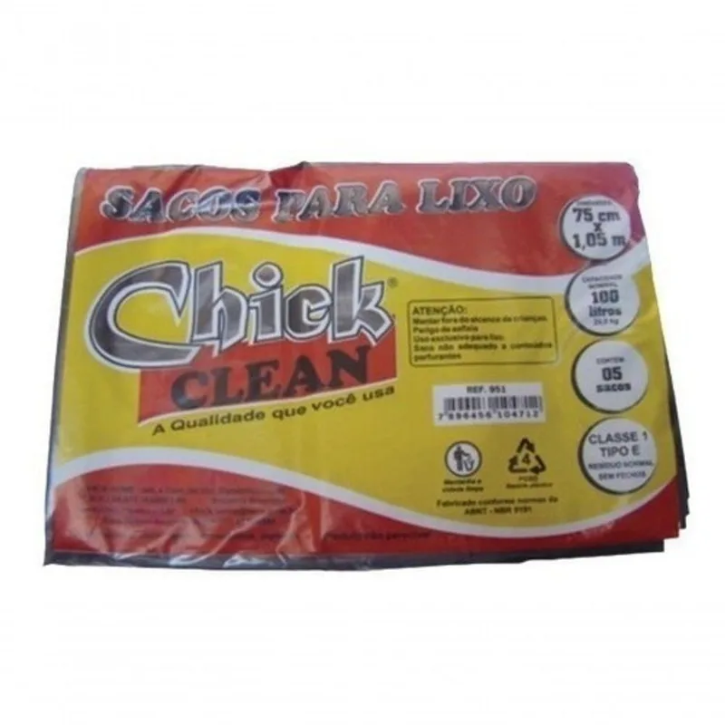 Saco para Lixo Saco P- Lixo 100 Litros 30 Unidades 6 Pacotes Preto 100L Higipack