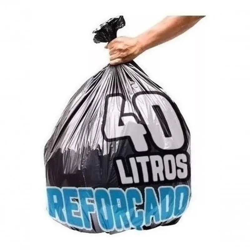Saco de Lixo 40 Litros Preto Reforçado 55CM X 59CM com 100 Unidades para Lixeiras 15 a 20 Higipack