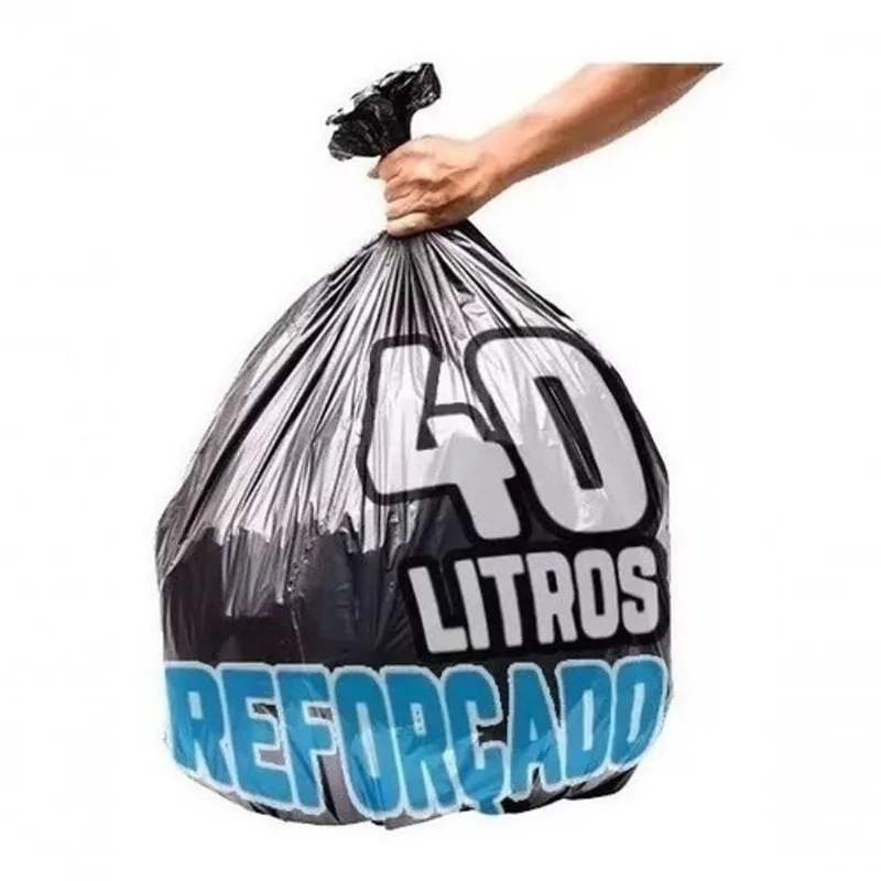 Saco de Lixo 40 Litros 100 un Reforçado para Lixeiras 15 a 20 Litros Preto Higipack
