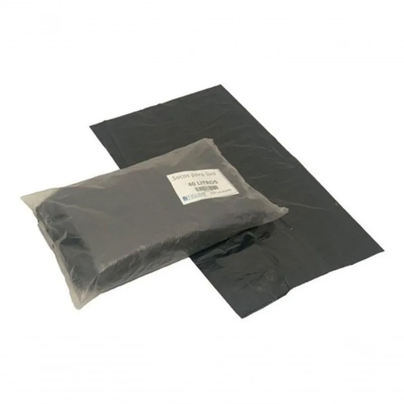 Saco para Lixo Saco de Lixo 40L Preto Brilhoso 40L Pacote com 100 Unidades Higipack