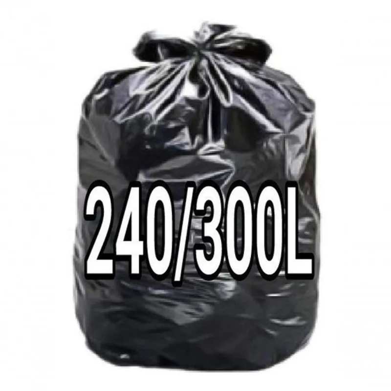 Saco para Lixo 240 300 Litros Super Reforçado Parede Dupla 115x120 cm Preto Transparente Higipack