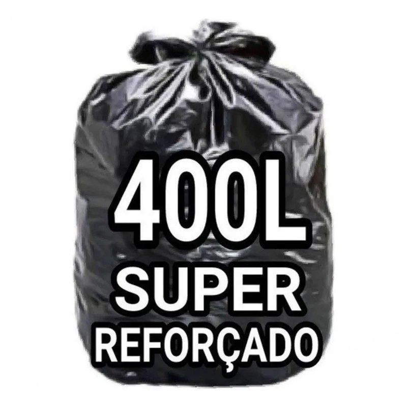 Saco para Lixo 400 Litros Super Reforçado Parede Dupla Micra 10 11 Preto e Transparente Higipack