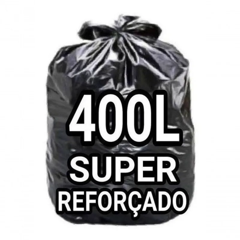 Saco para Lixo 400 Litros Super Reforçado Preto 50 Unidades Parede Dupla Micra 10-11 Higipack