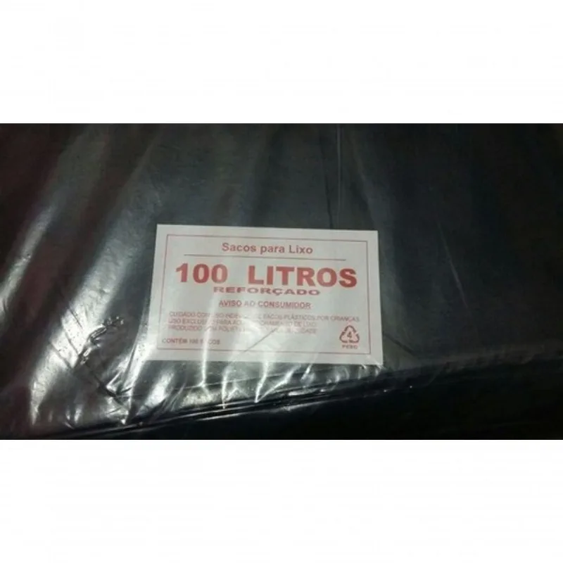 Saco para Lixo Saco de Lixo 100 Litros Reforçado Preto 100L Pacote com 100 Unidades Higipack