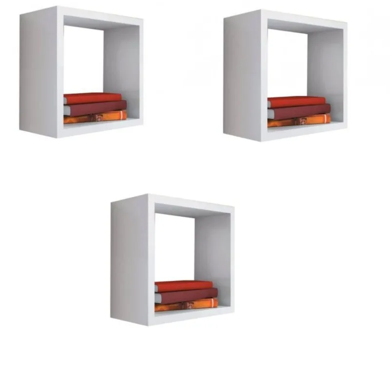 Kit Nicho Decorativo 3 Peças [F031] 20x20x20CM em MDF para Organização Branco - Trovarelli Móveis - Papelaria
