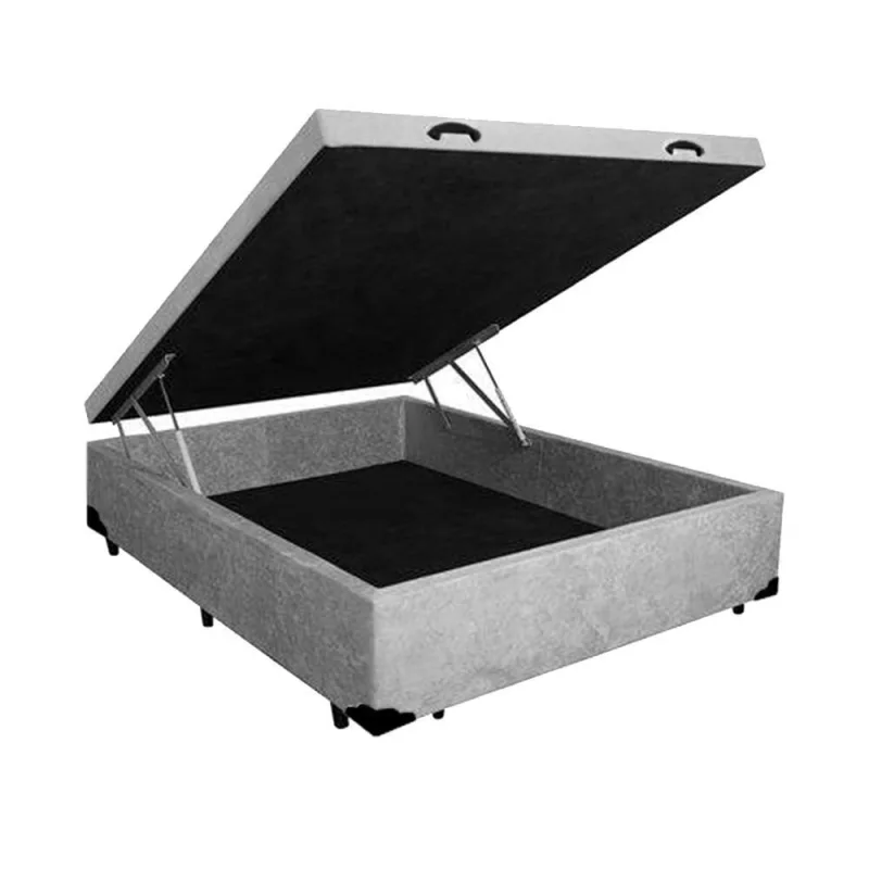 Cama Box com Baú Casal Baú Blindado Extremo Reforçado Suede Cinza Homequeen - OUTRAS - Agro