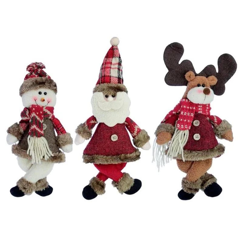 Kit 9 Enfeites De Natal Pendente Boneco De Neve Papai Noel Rena Natal Em Tecido 30cm