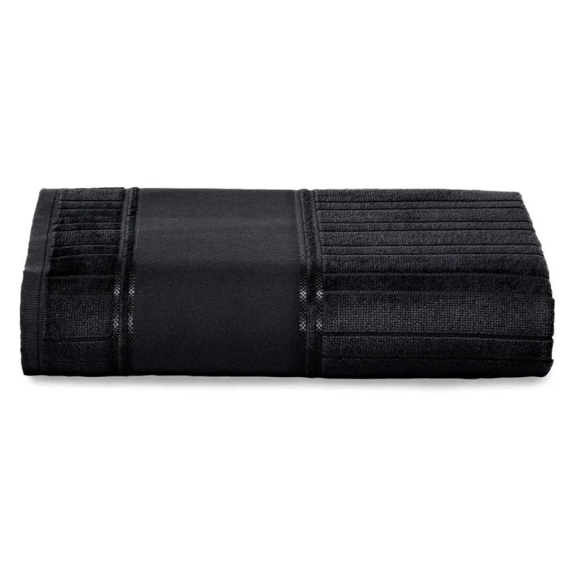Toalha Banho Artesanalle Dohler Barrado Liso 70X140Cm Preto