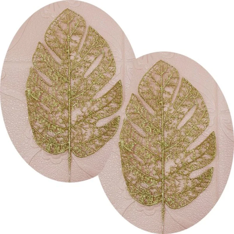 Folhas Flores Enfeite Natalino Gliter Dourado 35cm Kit 8pçs - Genérico - Natal