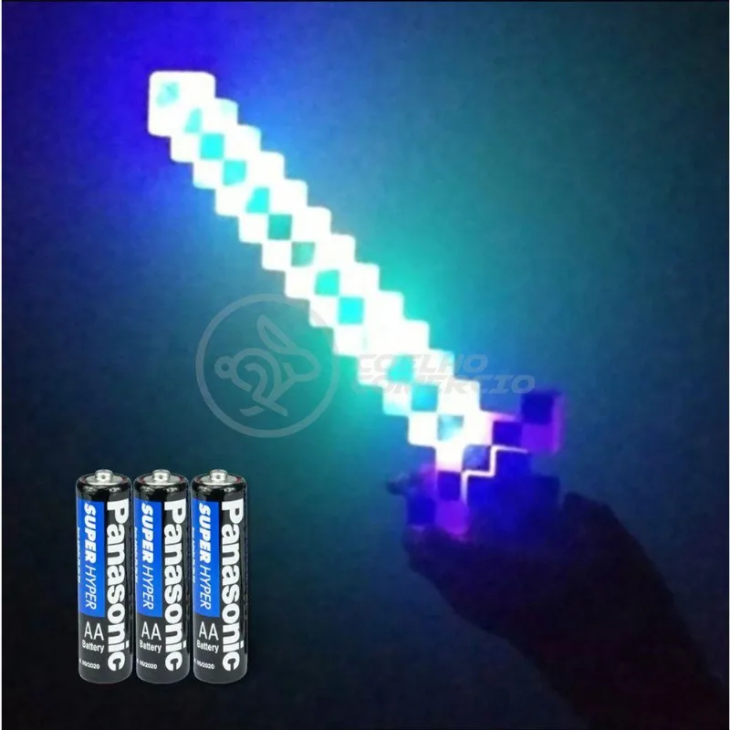 Kit Brinquedo Espada Pixel Minecraft 58cm C/som Luz+3 Pilhas