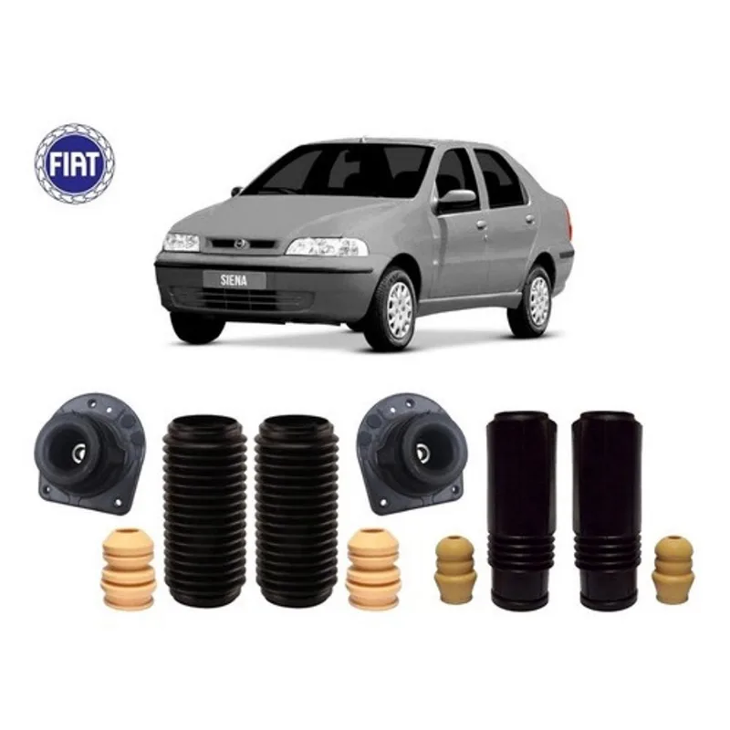 4 Kit Coxim Batente Coifa Amortecedor Dianteiro Traseiro Fiat Siena 2002 2003 2004