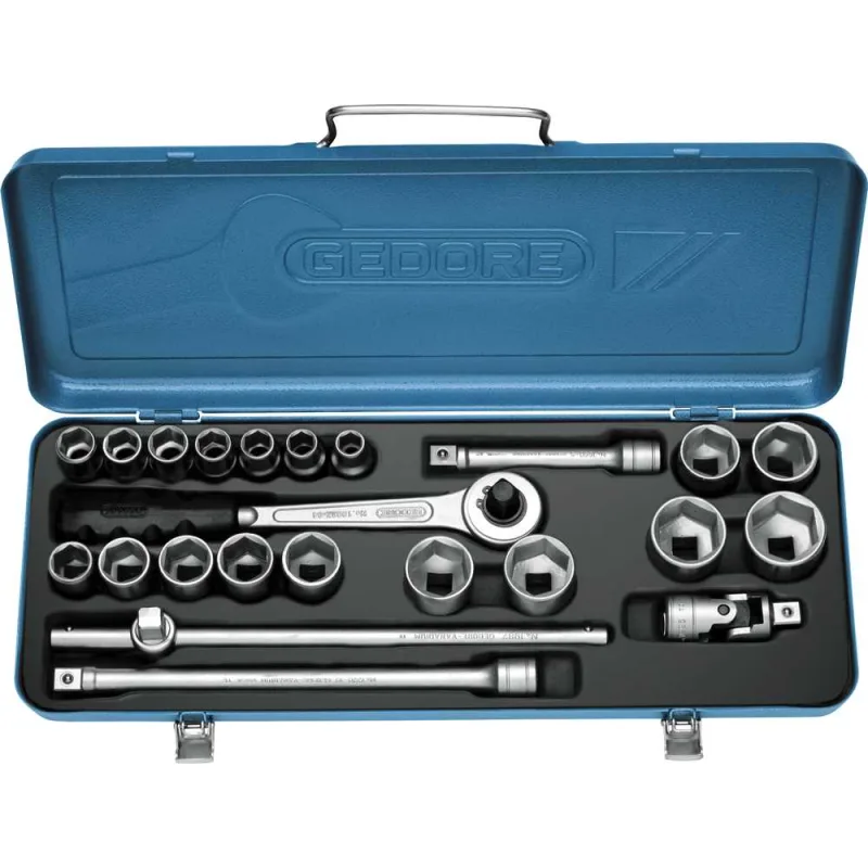 Jogo de soquetes sextavados e acessórios 1/2" 23 peças 19 TMZ - GEDORE - GEDORE - Ferramentas Manuais